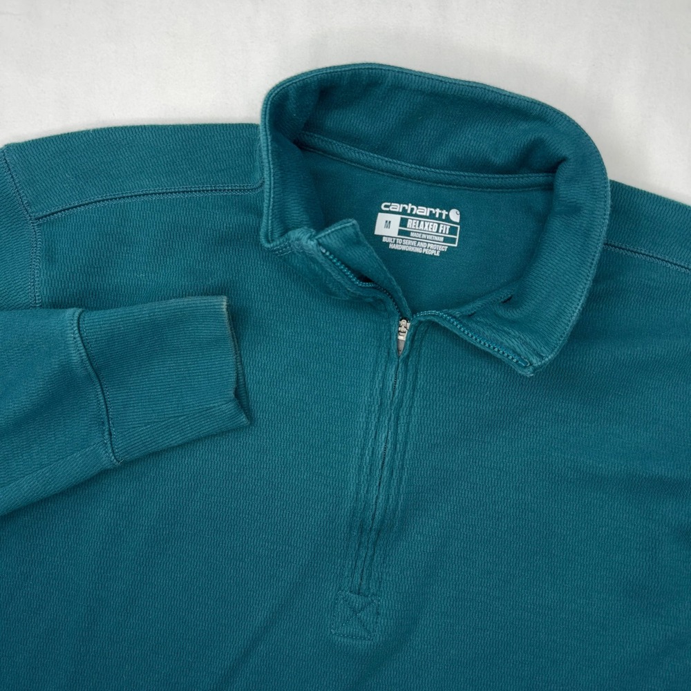 Carhartt Pullover Mens Medium Green Sweater Long Sleeve Relaxed Fit Workwear